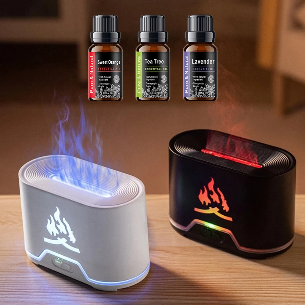 300ML Remote Control Flame Aroma Diffuser Air Humidifier Ultrasonic Mist Maker Fogger Essential Oil Flame Lamp 7 Colors Difusor