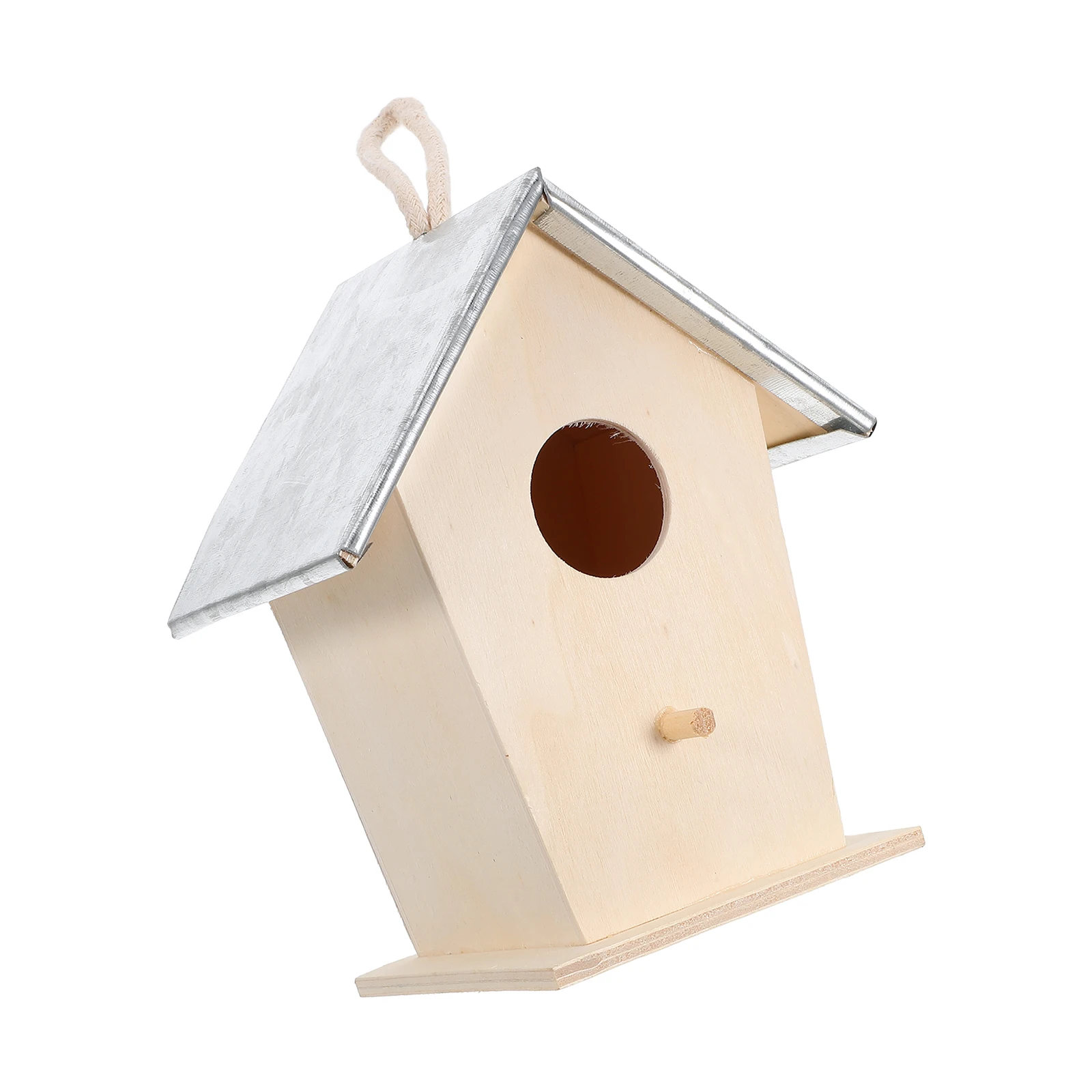 

Outdoor Bird House Wooden Iron Reinforced Small Craft Sparrow Dove Hanging Nest Winter Protection Garden Decor