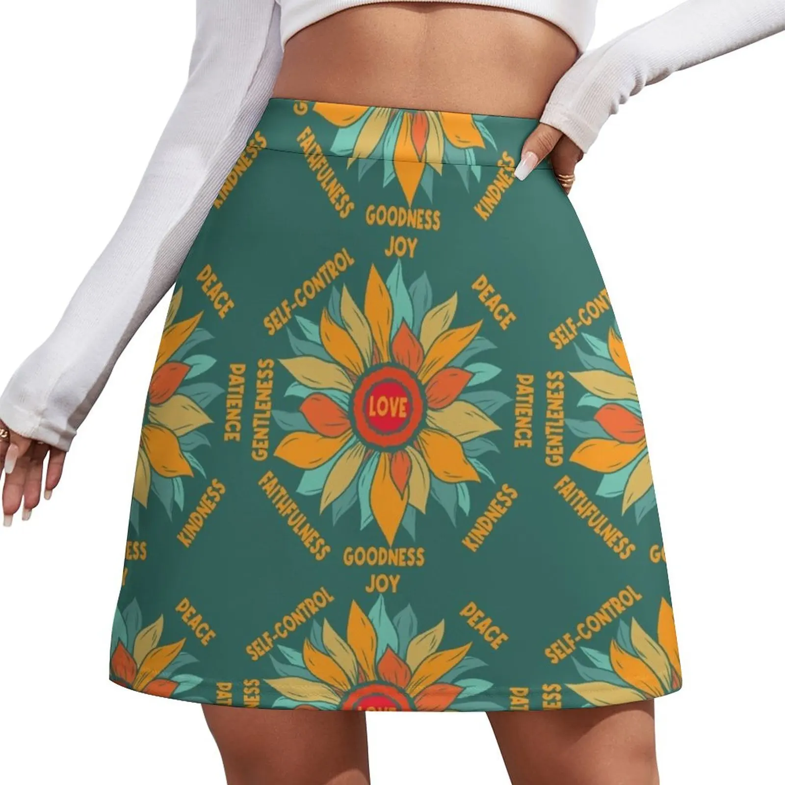 

Fruit of the Holy Spirit around a colorful flower Mini Skirt short skirts for women japanese kawaii clothes Mini Skirt