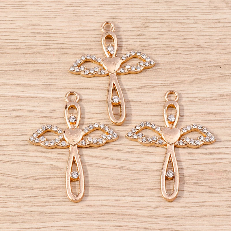 Tusember 5 Stück Kristall-Kreuz-Anhänger für Schmuckherstellung DIY Halskette Ohrringe Armband Handgemachtes Zubehör – Detail 2