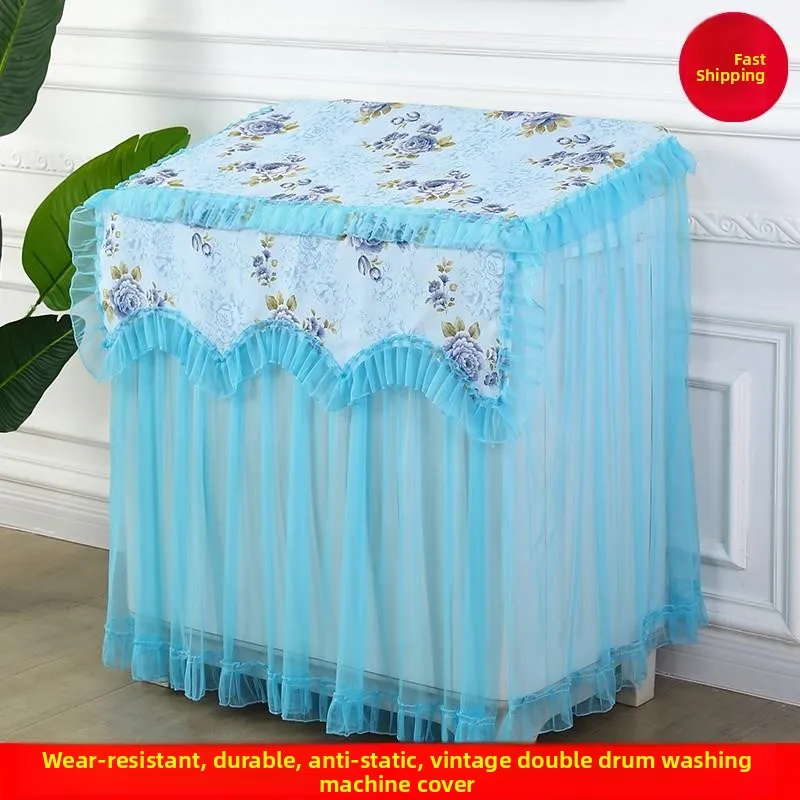 

Rustic Double Tub Washer Cover Semi-Automatic Home Use Double Bar Dustproof Cover Towel Cloth Printed Dustproof Protector