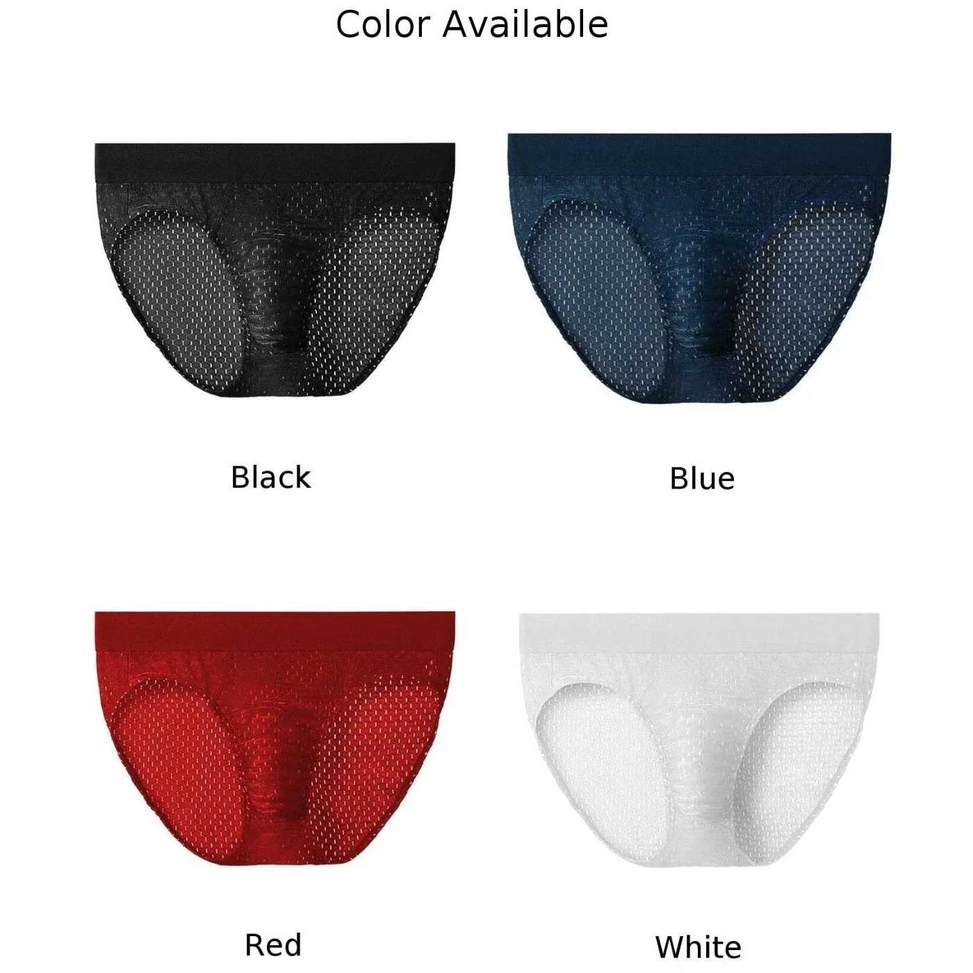 Mesh Briefs Sexy Men\'s Ice Silk Underwear Low Rise See Through Briefs Breathable Mesh U Convex Pouch Multiple Sizes