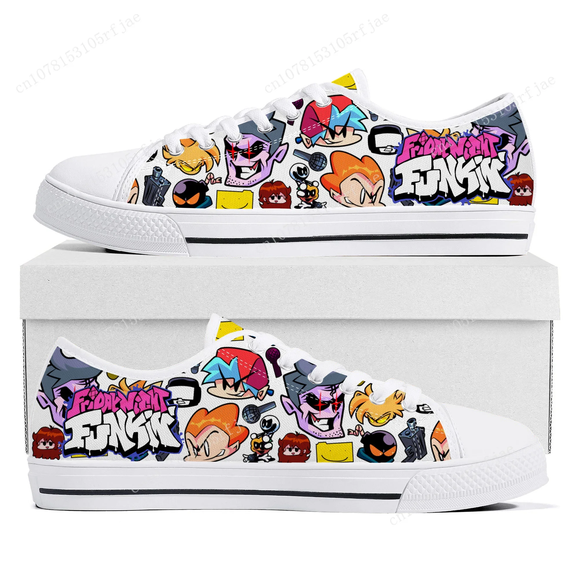 Funkin Cartoon Night Game Friday Low Top Sneakers Womens Mens Teenager High Quality Canvas Sneaker Couple Custom Built Shoes