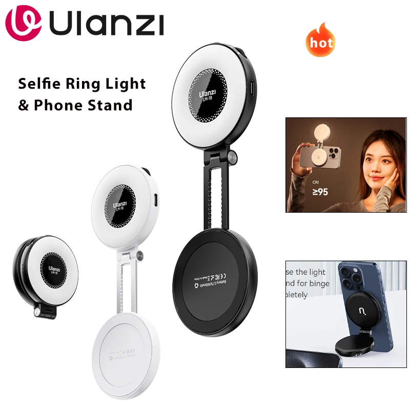 Ulanzi LM19 Handy-Selfie-Licht, zweifarbig, Taschen-LED, magnetisch, Mini-Ringlampe, Fotografie für iPhone 16, 15, Apple 14 13 Pro