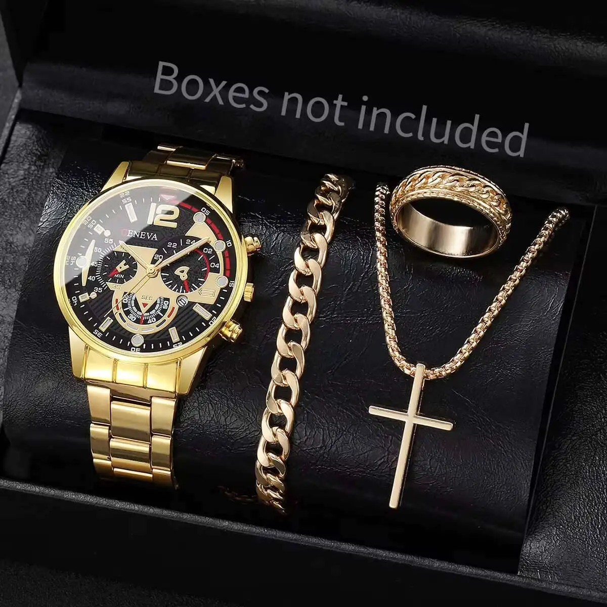4PCS/Set Luxury Men Business Watches Fashion Calendar Quartz Watch for Mens Clock Reloj Hombre（Without Box）