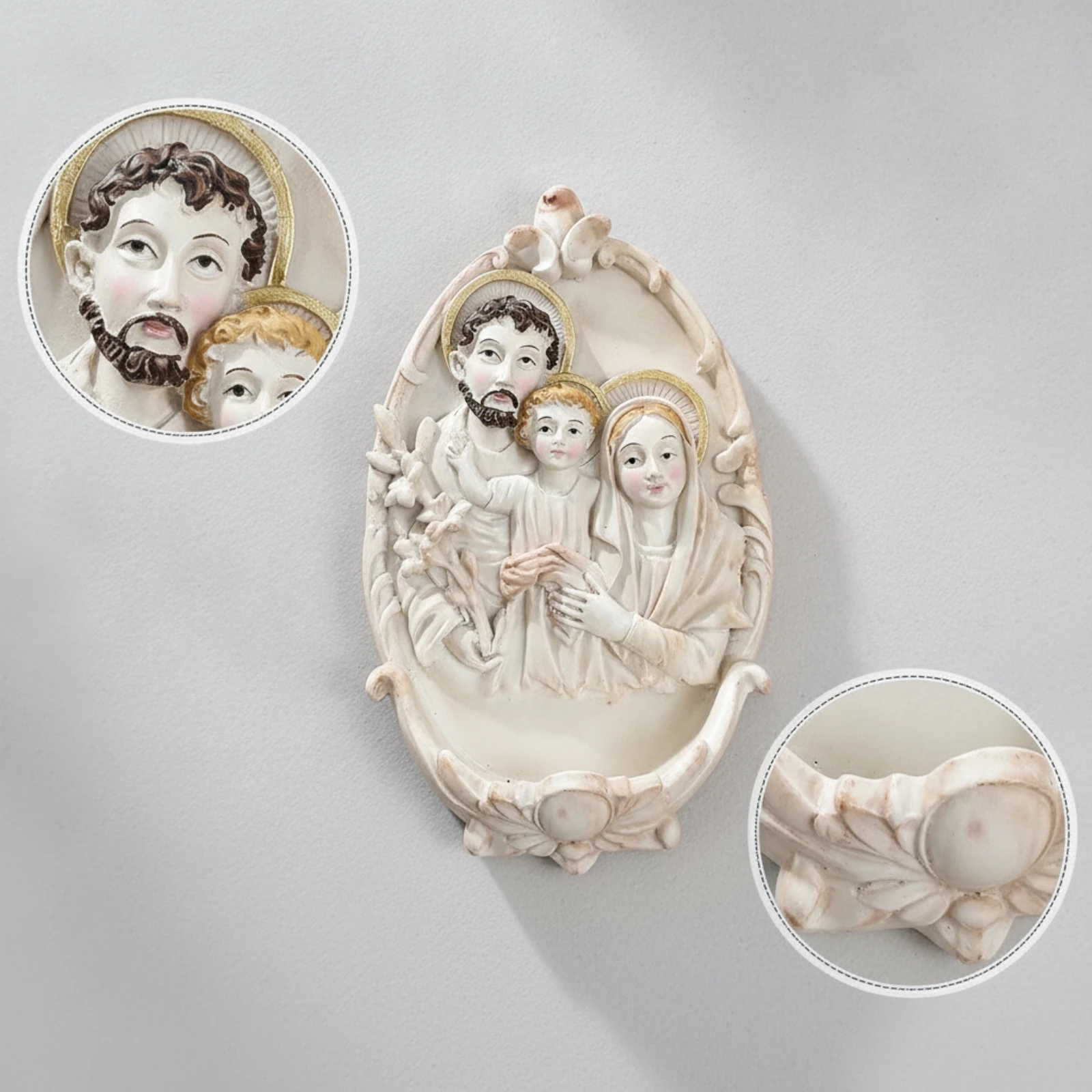 Holy Family Wall Plaque Christian Holy Family Wall Plaque with Keyhole Hanger Decor Easy to Hang Gold-Toned for Believers