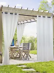 Waterproof Outdoor Sheer Curtains Panels for Garden Tab Top  Indoor Privacy Voile Drapes