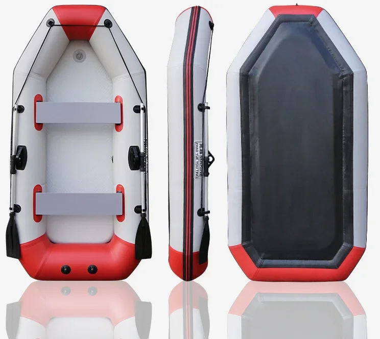 Inflatable Red-grey Dinghy Set  Fishing-boat Sport- Boat  for 1-3 person Rowing Wadding 260*120 cm