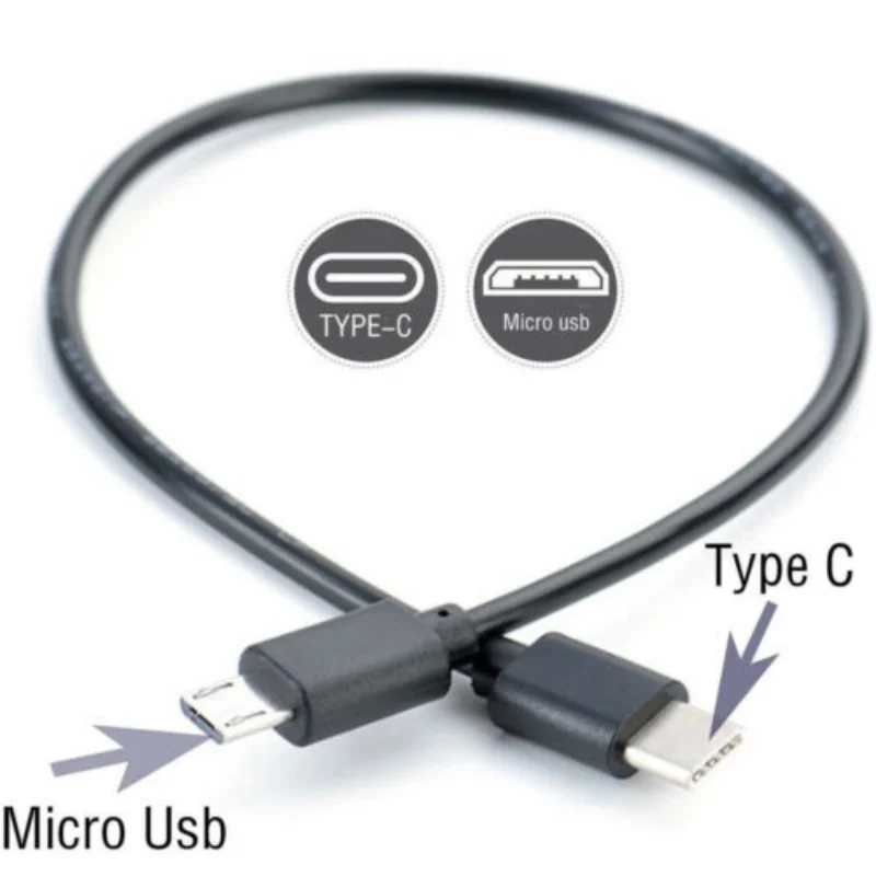 Type C USB-C To Micro USB Adapter Cable For Samsung MacBook Pro Micro B Type-C Cord Male To Male 30cm Fast Charge OTG Data Cable