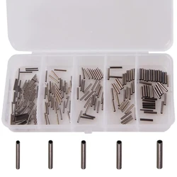 180Pcs/Box 0.6mm-1.4mm Copper Fishing Tube Fishing Wire Pipe Crimp Sleeves Connector Fishing Line Accessories Tool