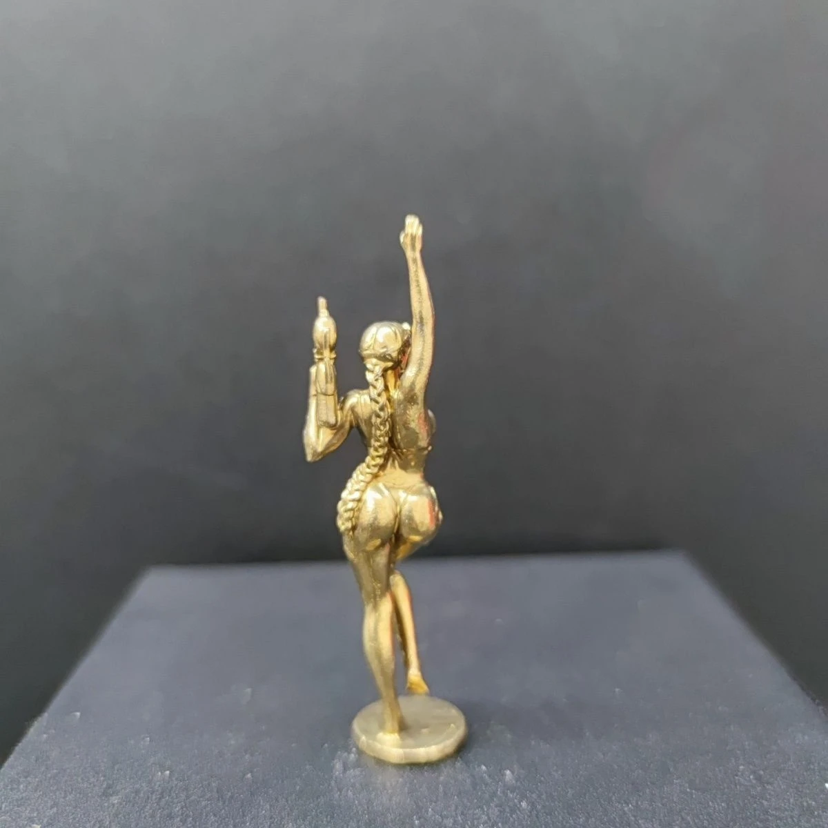 

Vintage Brass Female Figurine, Art Deco Style Mini Statue, Desktop Decor Sculpture, Collectible Gift for Home