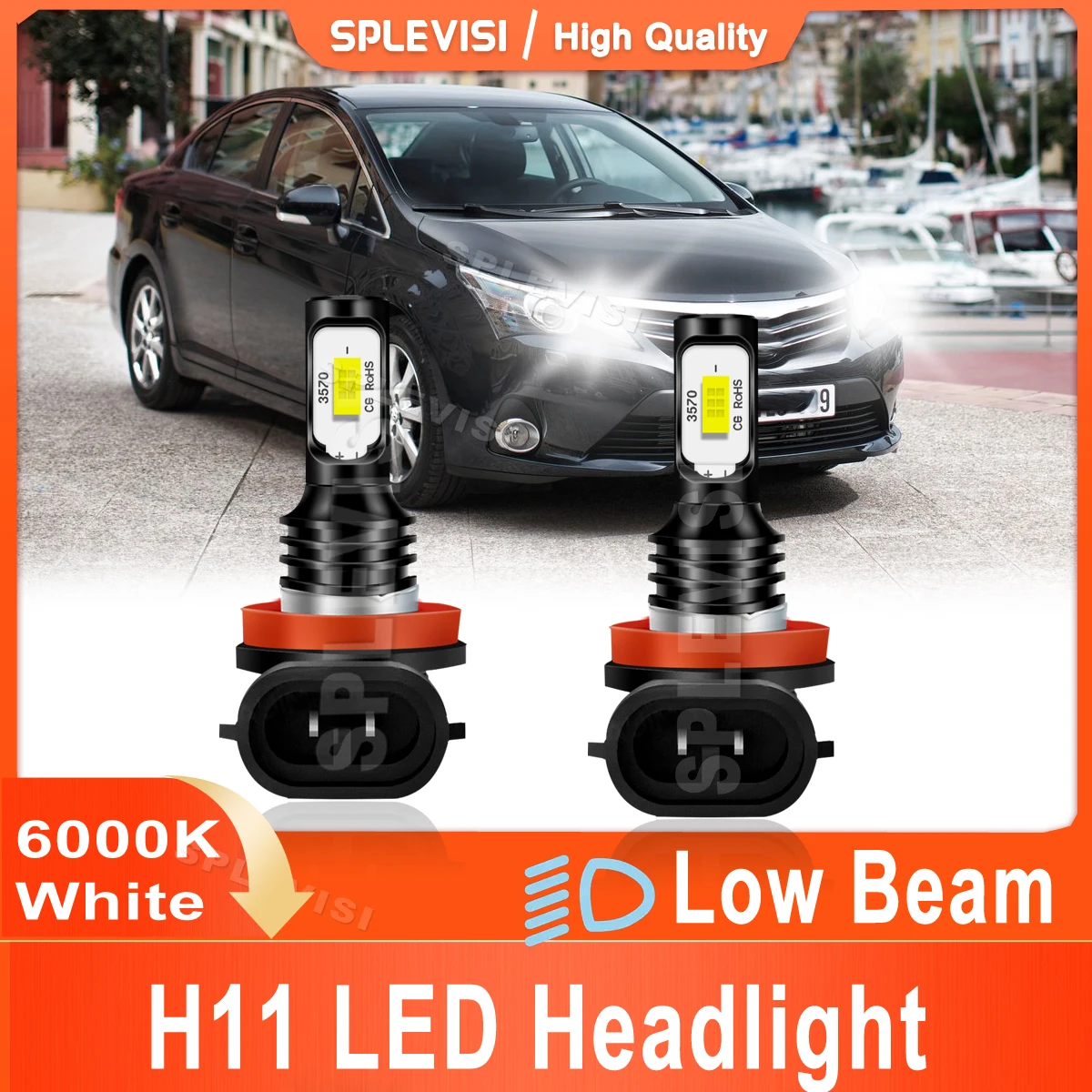 

2x H11 Led Headlight Low Beam 70W 8000LM Bright White For Toyota Avensis T27 2009 2010 2011 2012 2013 2014 2015 2016 Car Light