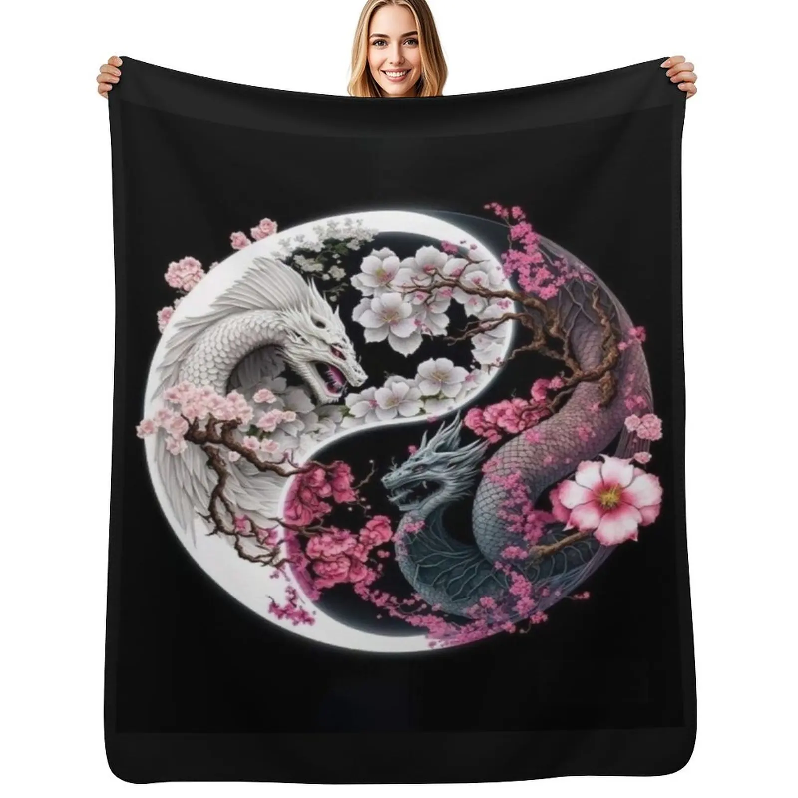 yin and yang Dragon magic Throw Blanket Men's Soft Warm Throw Blanket for Couch