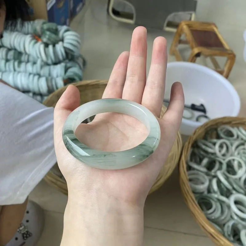 

Tianshan Emerald Bracelet, Ice Seed Floating Flower Jade Bracelet, Natural Golden Silk jade bracelet bangle bangles for women