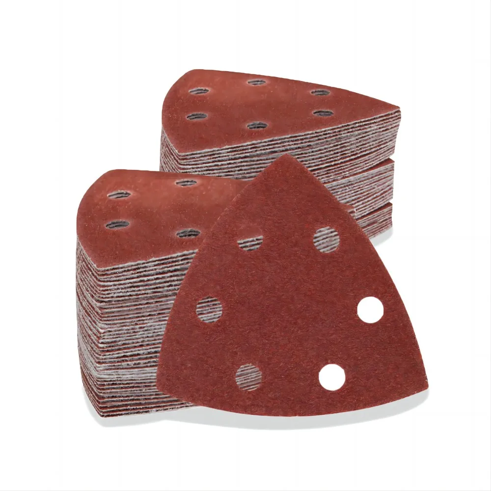 

120 шт. треугольная наждачная бумага, 90 мм, шлифовальная бумага на липучке, зернистость от 60 до 240 для осциллирующих шлифовальных подушечек для многофункциональных инструментов, шлифовальная бумага по дереву