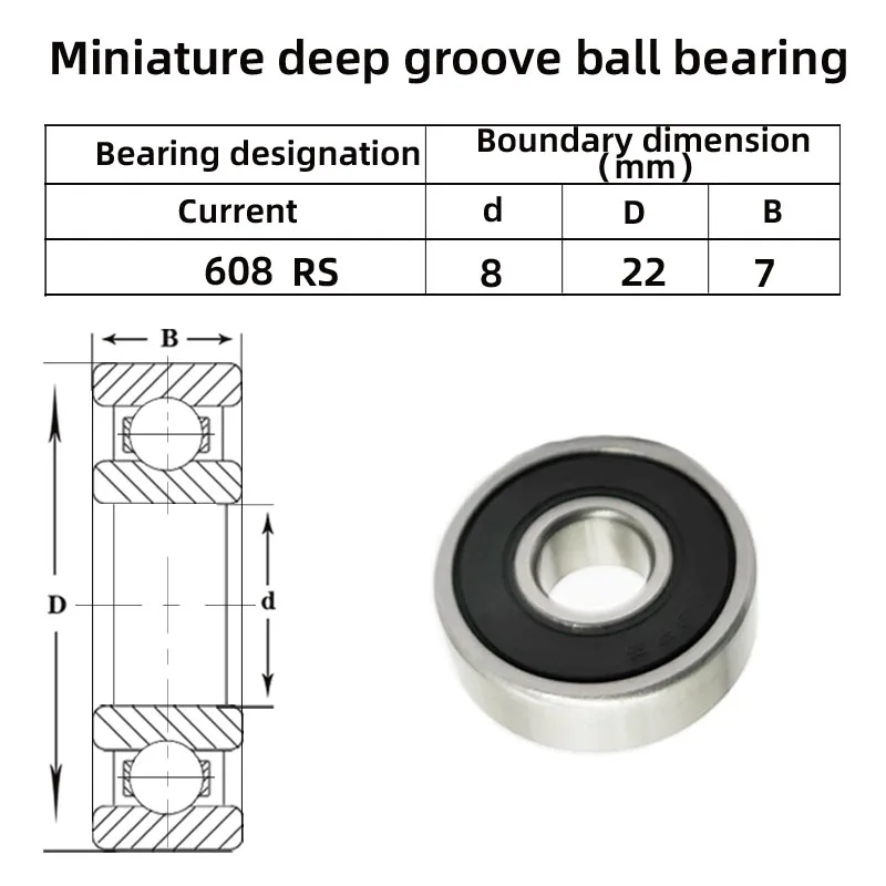 10pcs 608  608Z 608ZZ  608RS  size: 8X22X7  mm toy miniature bearing mechanical bearing