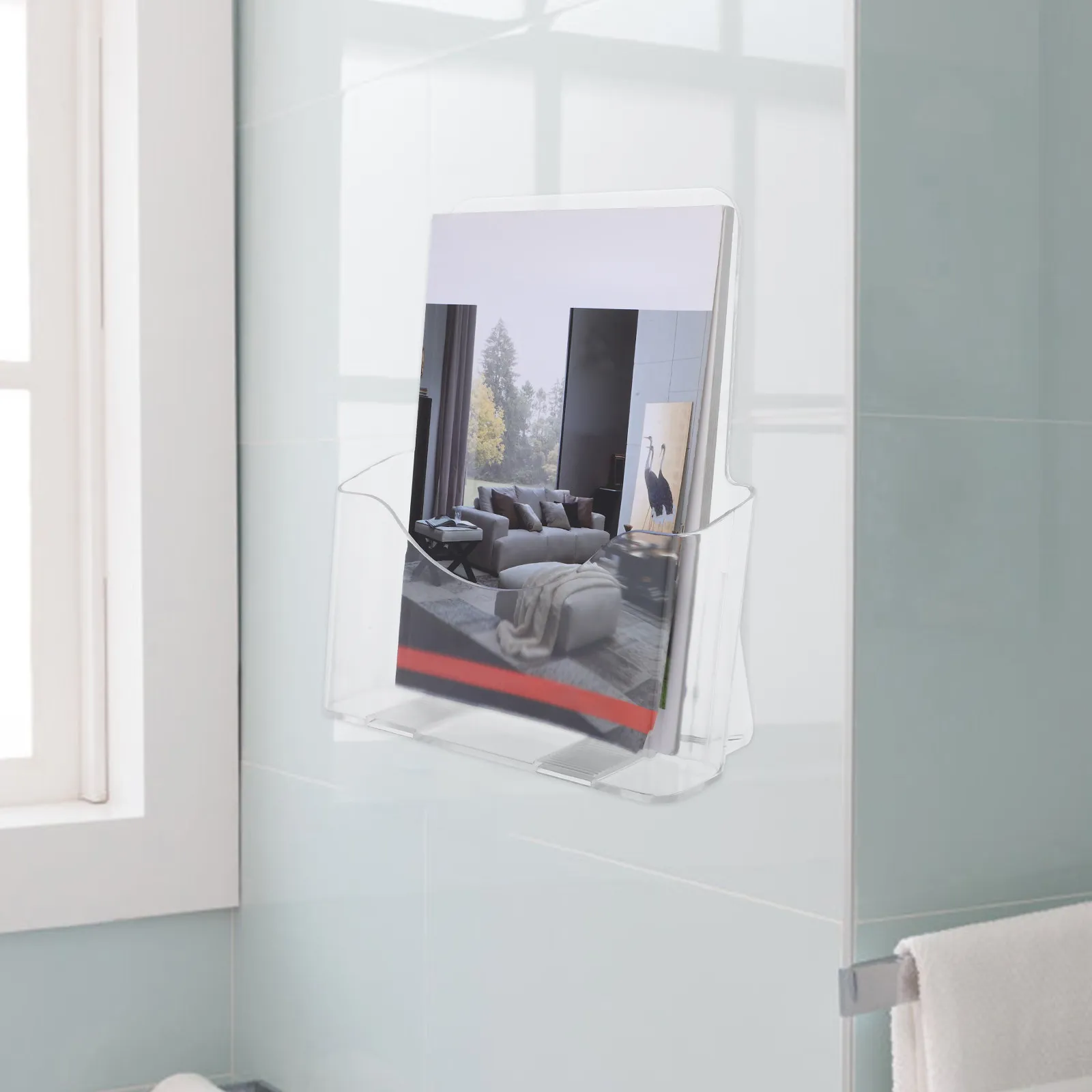 

2Pcs Transparent Acrylic File Holder A4 Paper Display Rack for Brochures Pamphlets Menus Greeting Cards Table Countertop Use