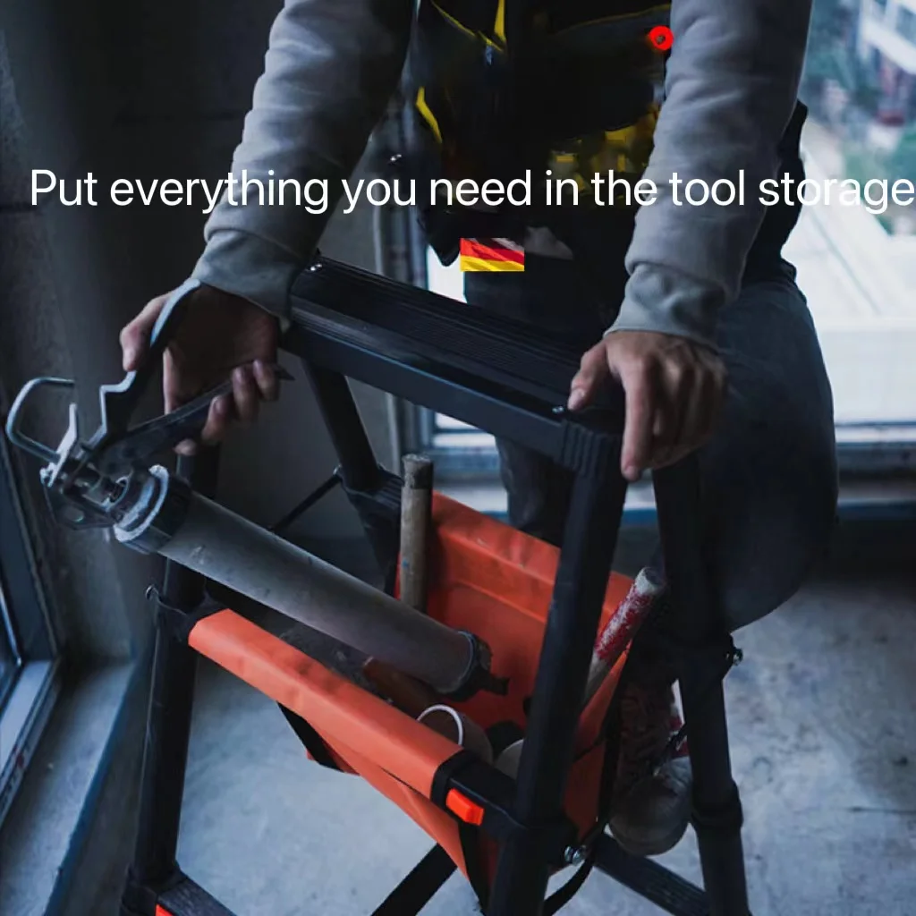 工業用スタイルのアルミ合金製伸縮はしご、ツールトレイ付き、折りたたみ式で組み合わせ可能な機能を備えた折りたたみ式はしご