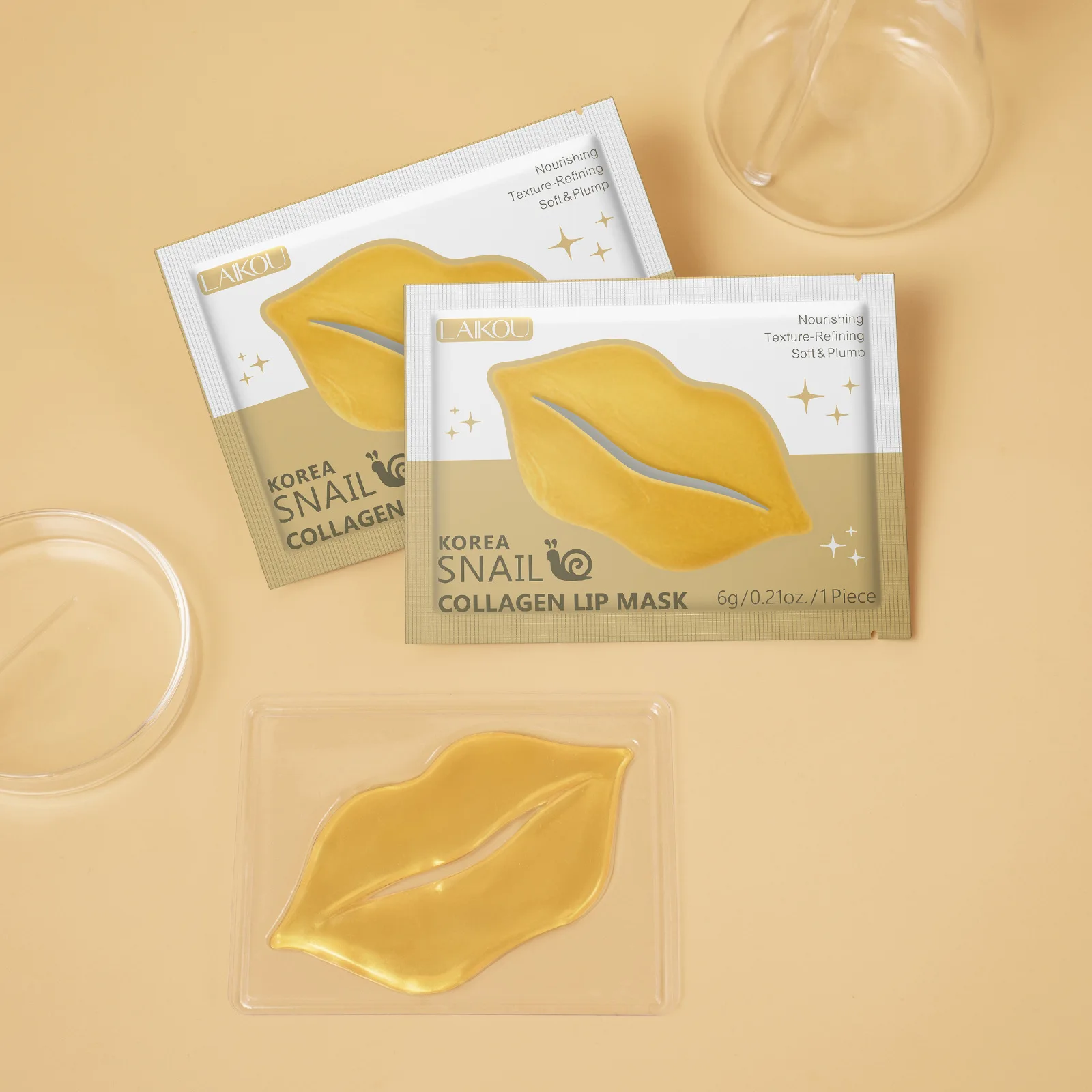

LAIKOU Snail Collagen Lip Patch Корейская увлажняющая маска для губ с коллагеном для сухих губ, 10 шт. в индивидуальной упаковке