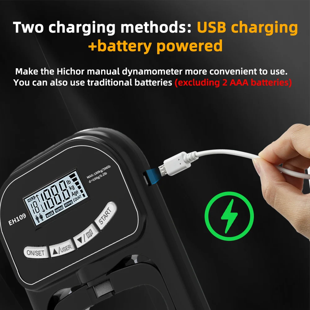 جديد المحمولة قبضة قوة تستر 265Lbs/120 كجم الرقمية اليد دينامومتر قبضة قوة متر USB شاشة LCD قبضة اليد دينامومتر #4