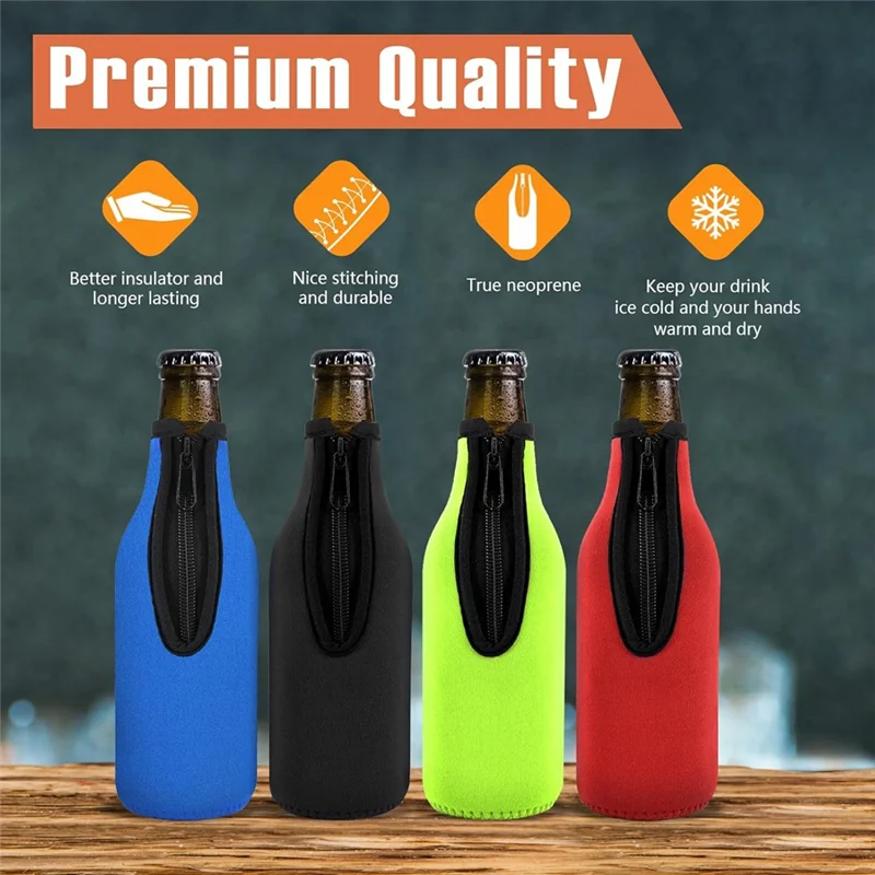Beer Bottle Cooler Sleeves, Neoprene Insulated Sleeve Keep Beer Cold And Hands Warm, Non-Slip 12 OZ Bottle Holder 8Pack-ABQU