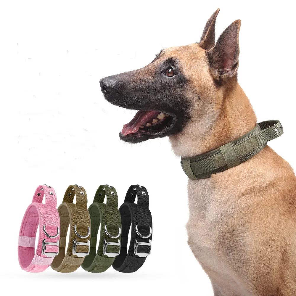

Outdoor Tactical Dog Collar Metal Buckle Breathability Nylon Collar Medium and Large Dog Training Neck Collar explosion -proof