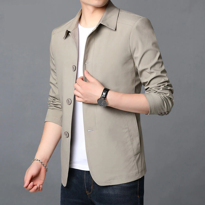 Spring Autumn Male Casual Fashion Solid Color Jacket Hombre Long Sleeve Slim All-match Buttons Tops Men Cardigan Coat Outwear