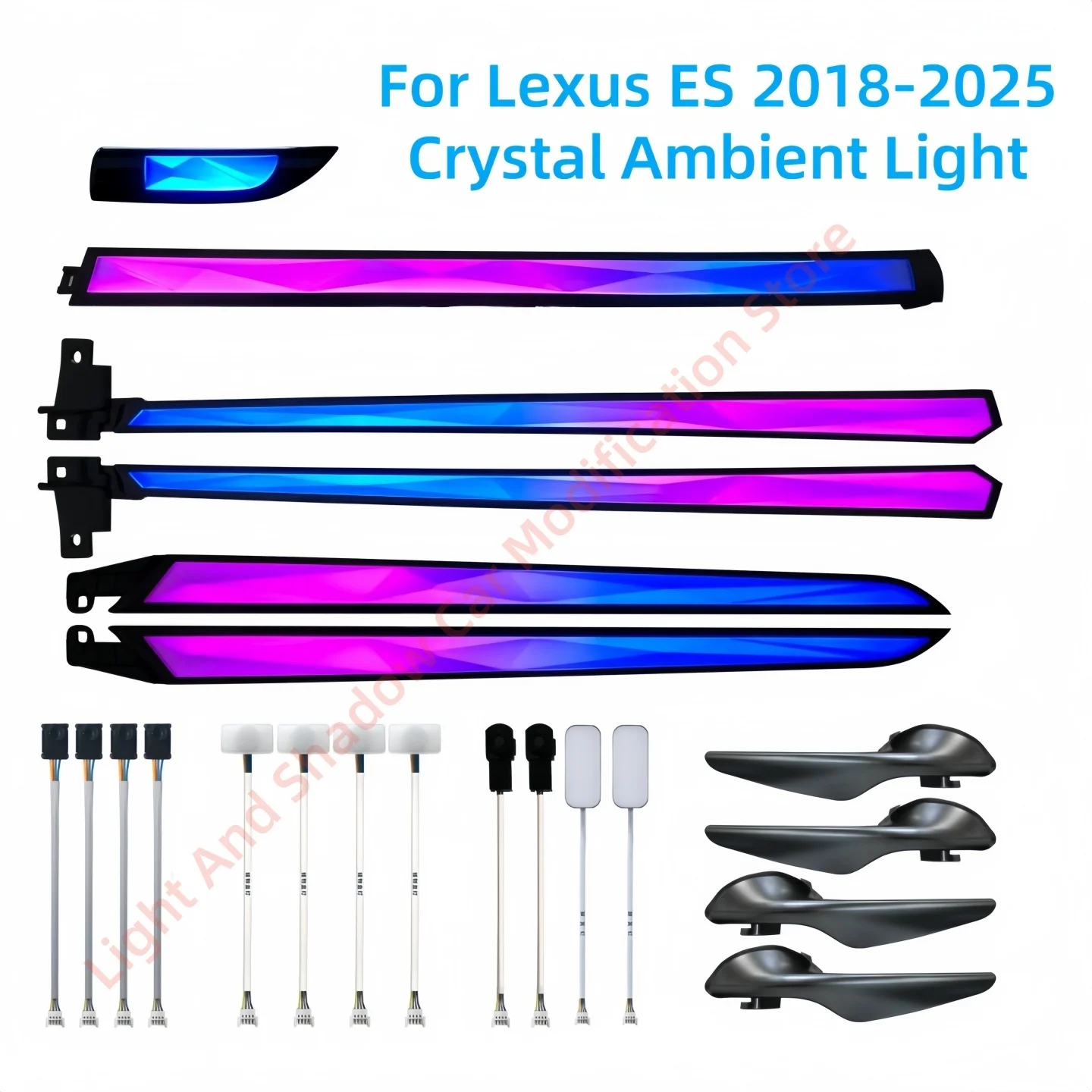 Crystal Atmosphere Lamp with Door Trim for Lexus ES 2018-2025 RHD Interior Lighting Upgrade Car Accessories Luminous Cover Plate