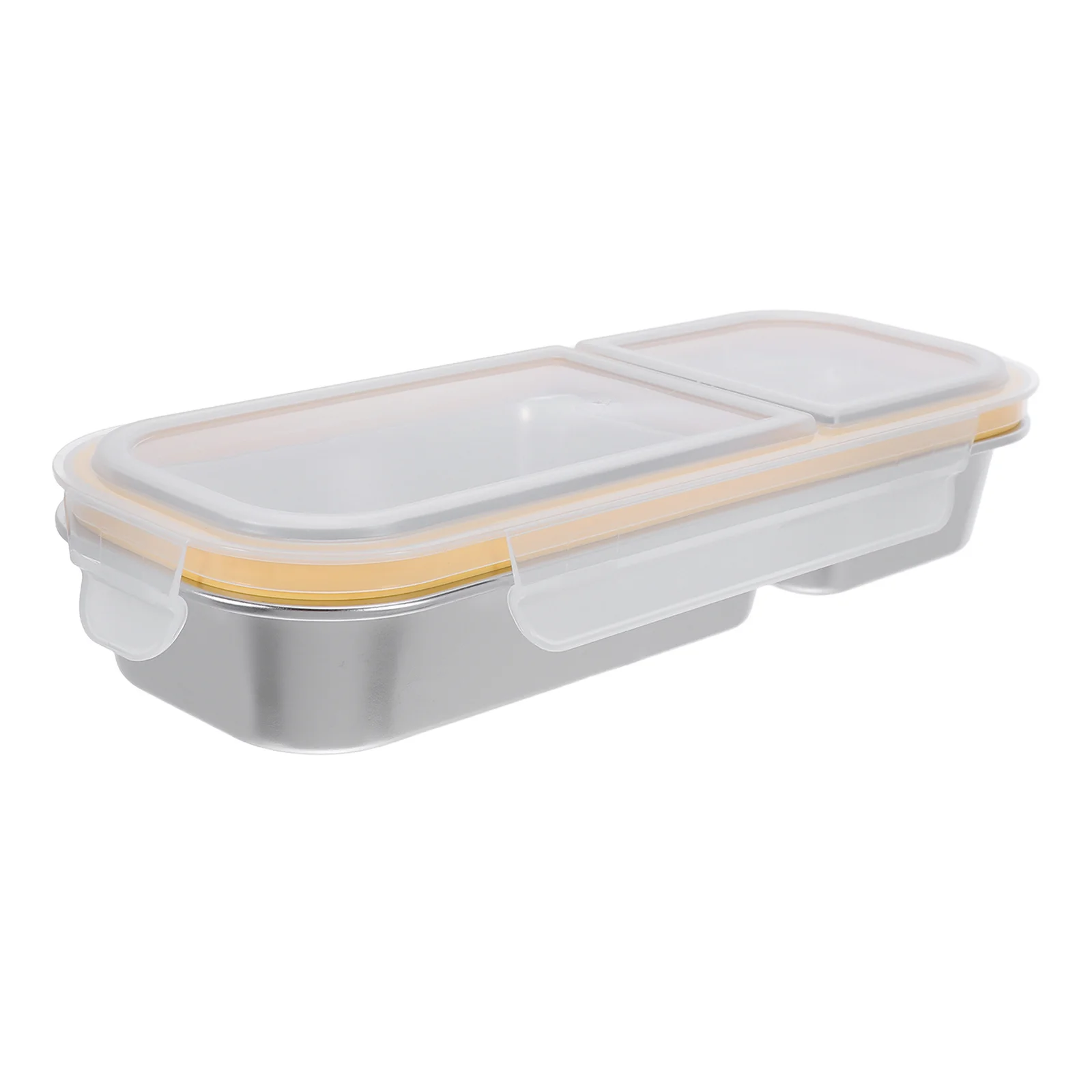 

Stainless Steel Divided Lunch Box 700Ml Double Layer Leak Proof Bento Snack Container for School Home Office Travel