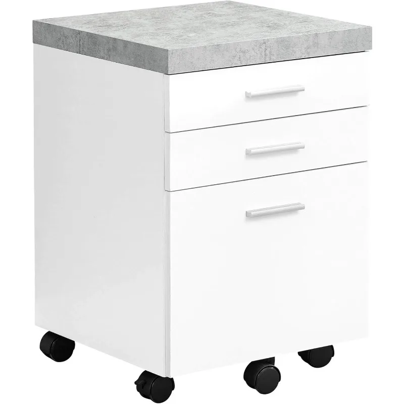 

7051 File Cabinet, Rolling Mobile, Storage Drawers, Printer Stand, Office, Work, Laminate, Grey, White