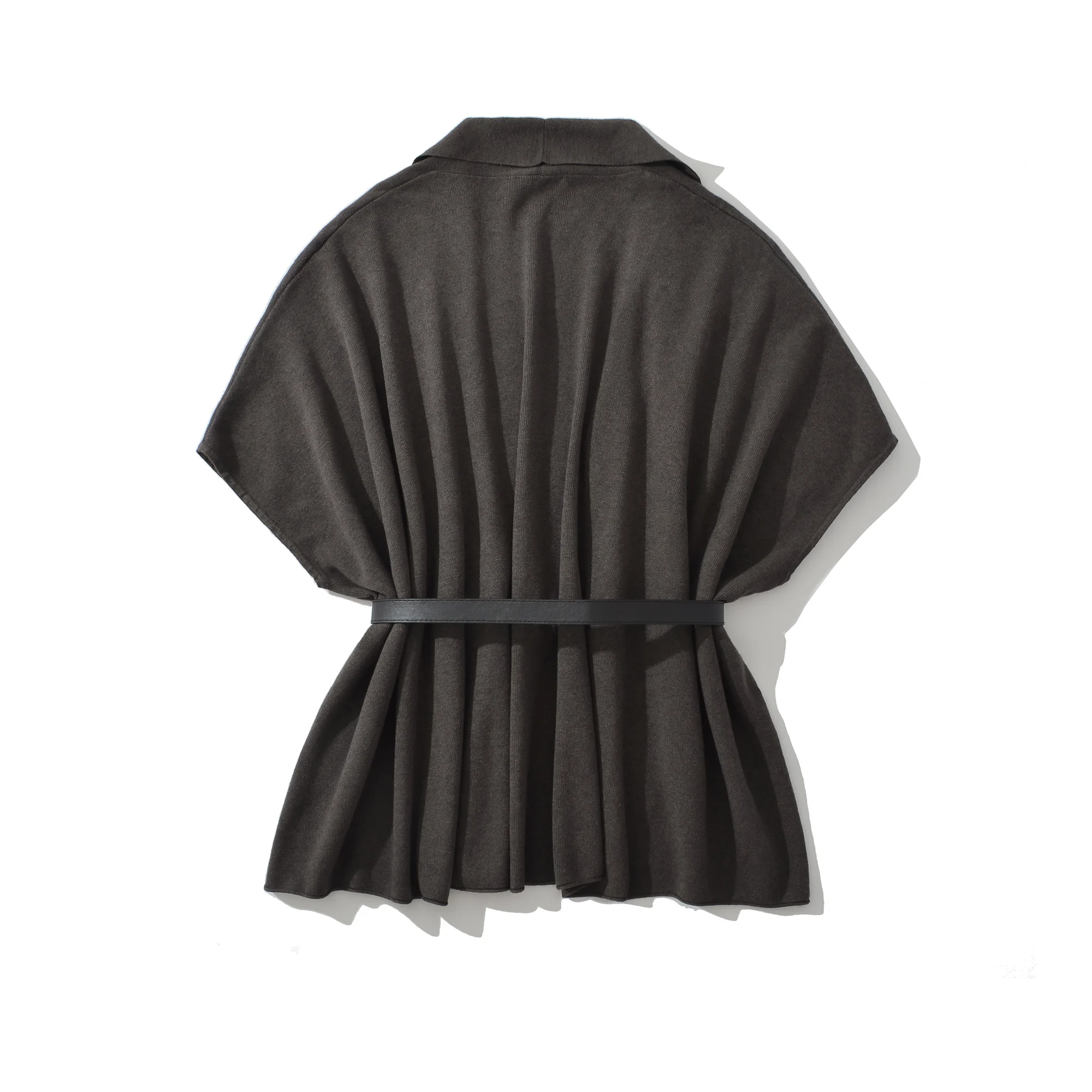 4 ألوان المرأة التلبيب الخامس الرقبة سترة مشغولة من الصوف غير النظامية سترة عباءة مع حزام المرأة كامل الخفافيش كم كيب فضفاض المتضخم البلوز