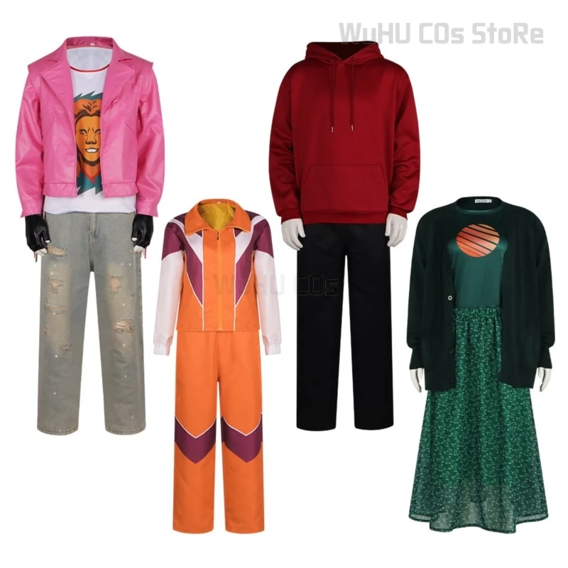 2025 abrigo rosa pantalones hombres mujeres Garett Natalie Dawn Henry Cosplay disfraz película Mincr traje de juego de rol ropa de fiesta de Halloween