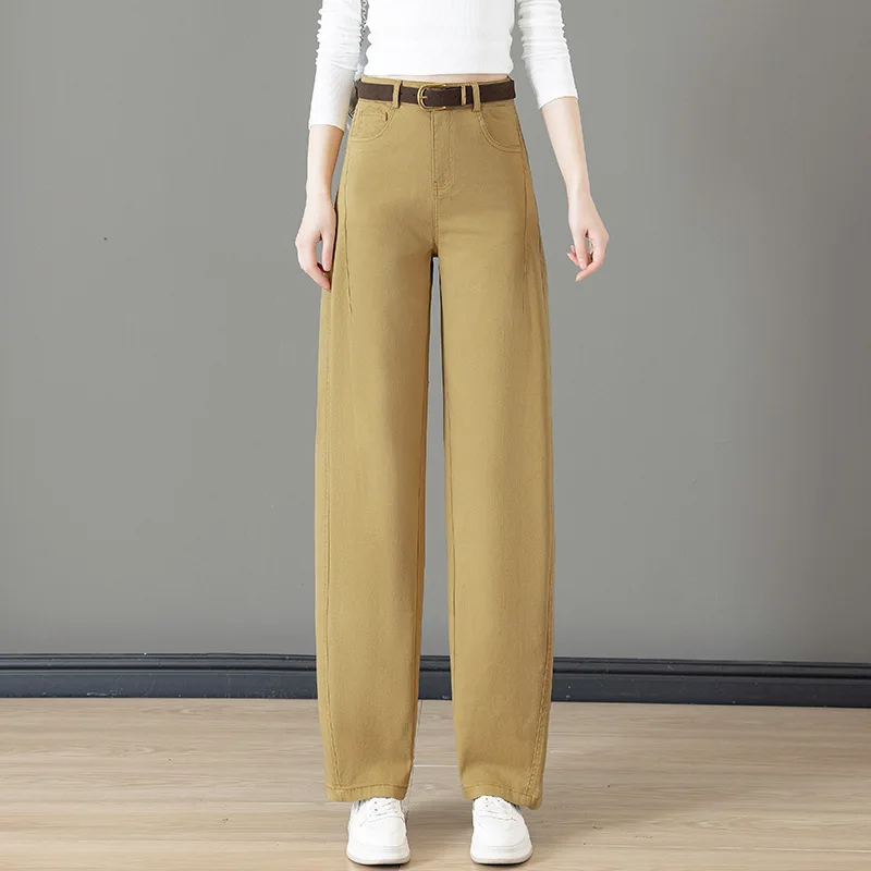

White Scimitar Jeans for Women, Spring and Autumn Loose Casual Banana Pants, Versatile Narrow Scythe Pants