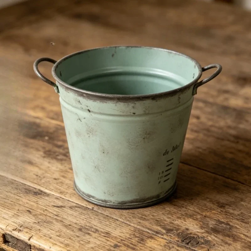 Home Balcony Groceries Decoration Double Ear Water Bucket Appearance Ornament Flowerpot Antiqued Ironwork Horticulture Supplies