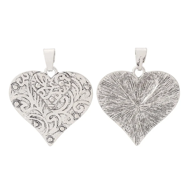 2pcs Bohemian Large Hammered Broken Heart Charms Pendants for DIY Necklace Jewelry Making Accessories