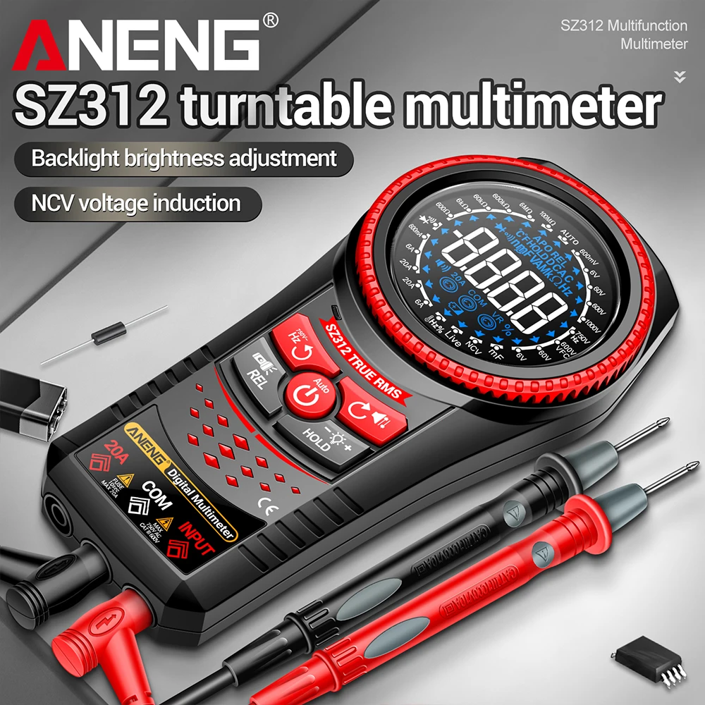 

ANENG SZ312 Dial Multimeter AC/DC NCV LED Test Backlight Adjustable 6000 Counts AUTO Multimeter Home Appliance Repair Tools