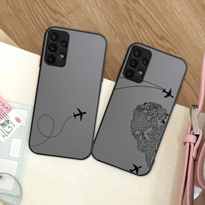 Airplane Flight Trail For Samsung Galaxy A52 A40S A26 A17 A07 Frosted Translucent Phone Case Cover