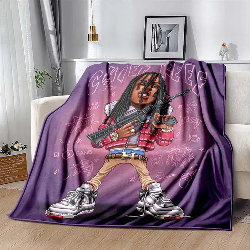 

Chief Keef Rapper Flannel Blanket Art Pattern Soft Warm Throw Blanket for Bed Bedroom Sofa Travel Picnic Blanket Gift for Fans