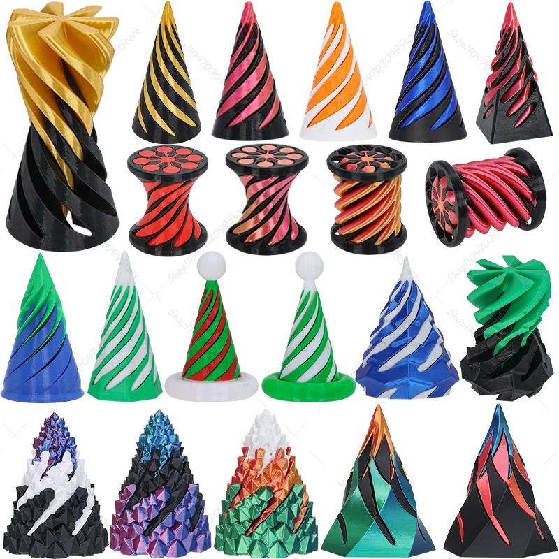 3D Printed Spiral Cone Toy Impossible Pyramid Passthrough Sculpture Mini Vortex Thread Illusion Tabletop Decoration Toys