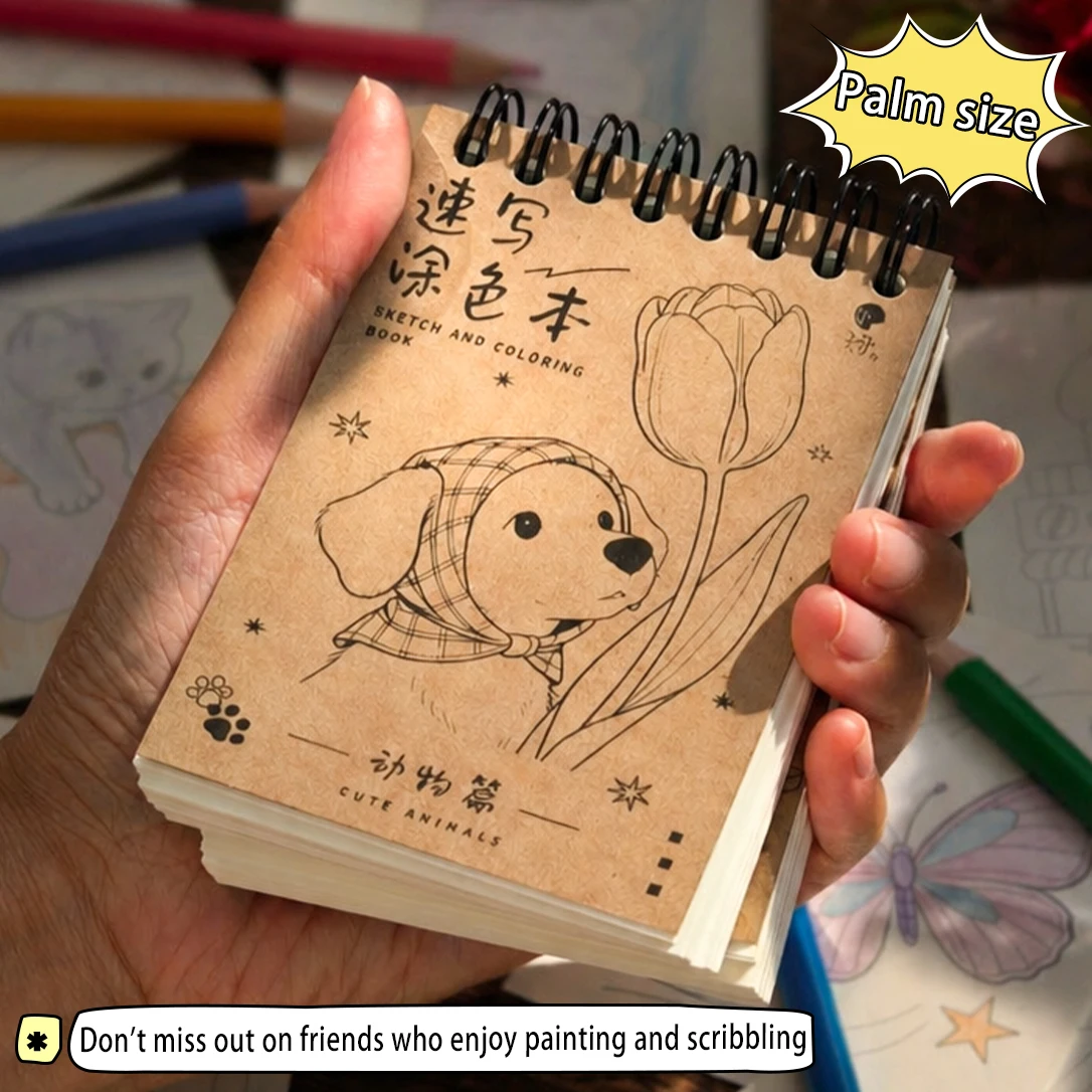 Adult Coloring Book Stress Relief - Mini Portable Coil Coloring Book, DIY