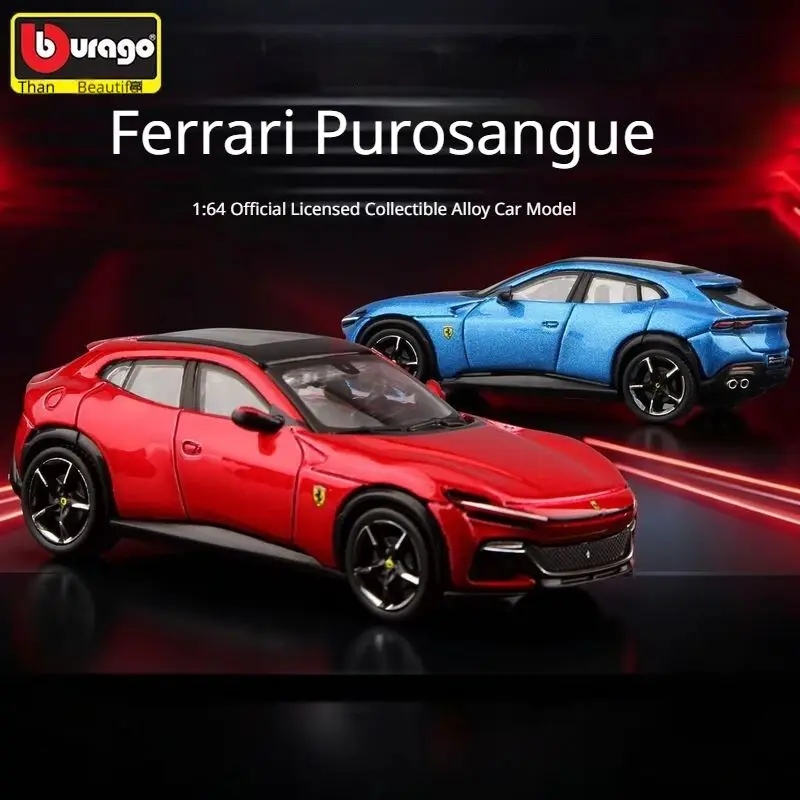 Bburago Ferrari Purosangue 1:64 Lizenziertes Modellauto aus Druckguss, Sammlerstück Miniatur-Sportwagen für Erwachsenen-Sammlungen