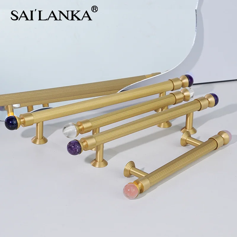 

SAILANKA Brass Furniture Handles Golden Cupboard Closet Cabinet Pulls T-Bar Acrylic Kitchen Modern Wardrobe Drawer Door Knobs