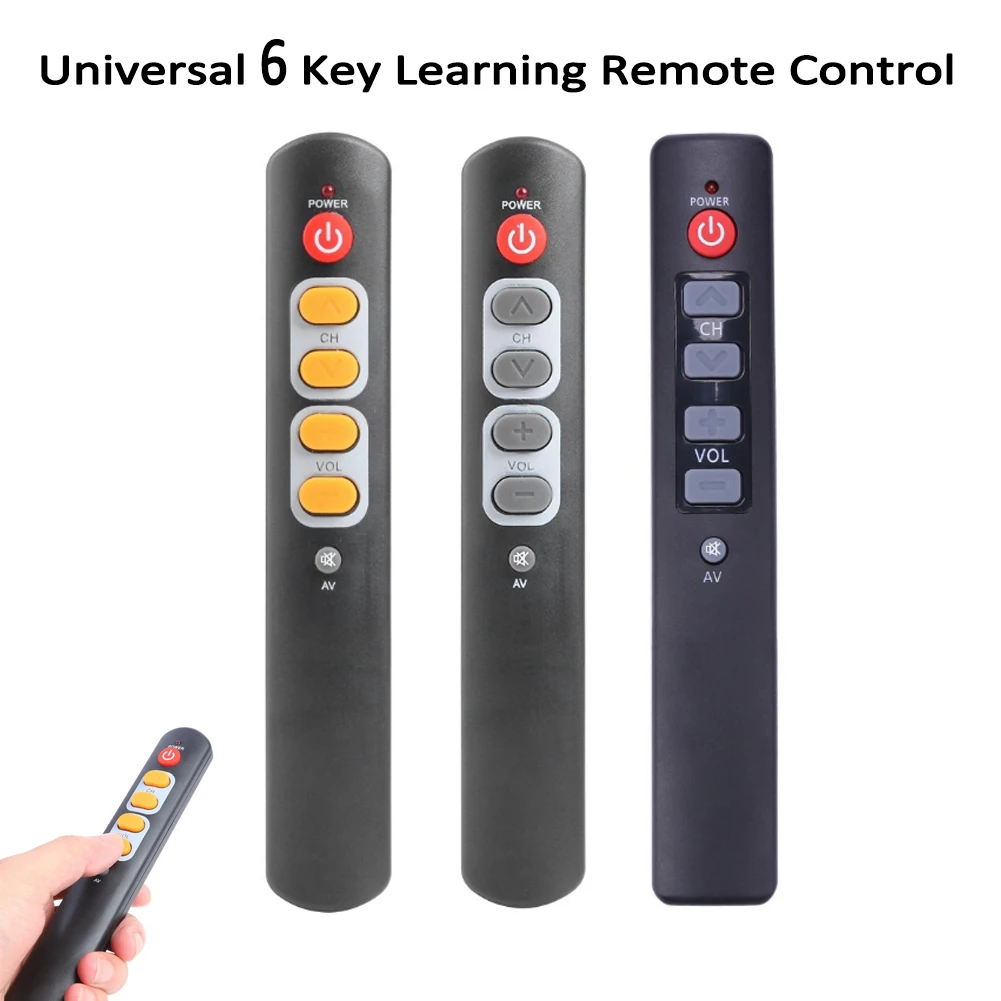 6 keys Big Button Universal Learn Remote Control Programmable , Infrared IR Controller for STB TV DVD DVB HIFI box