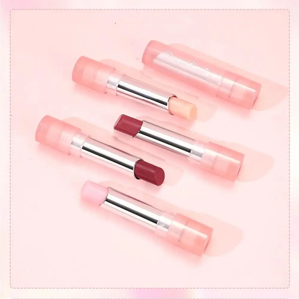Batom gelatinoso rosa com efeito de mudança de temperatura, bálsamo labial hidratante, nutrição de longa duração, brilho labial para lábios saudáveis