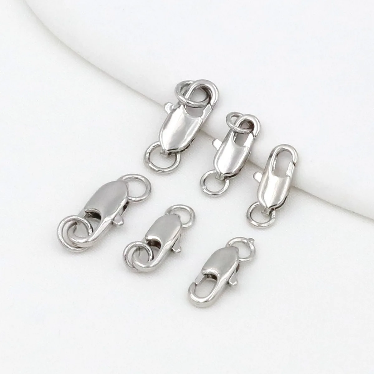 

10pcs 925 Sterling Silver 10/12mm Italian Rectangle Lobster Trigger Clasps Open Jump Ring Hypoallergenic for DIY Jewelry Making
