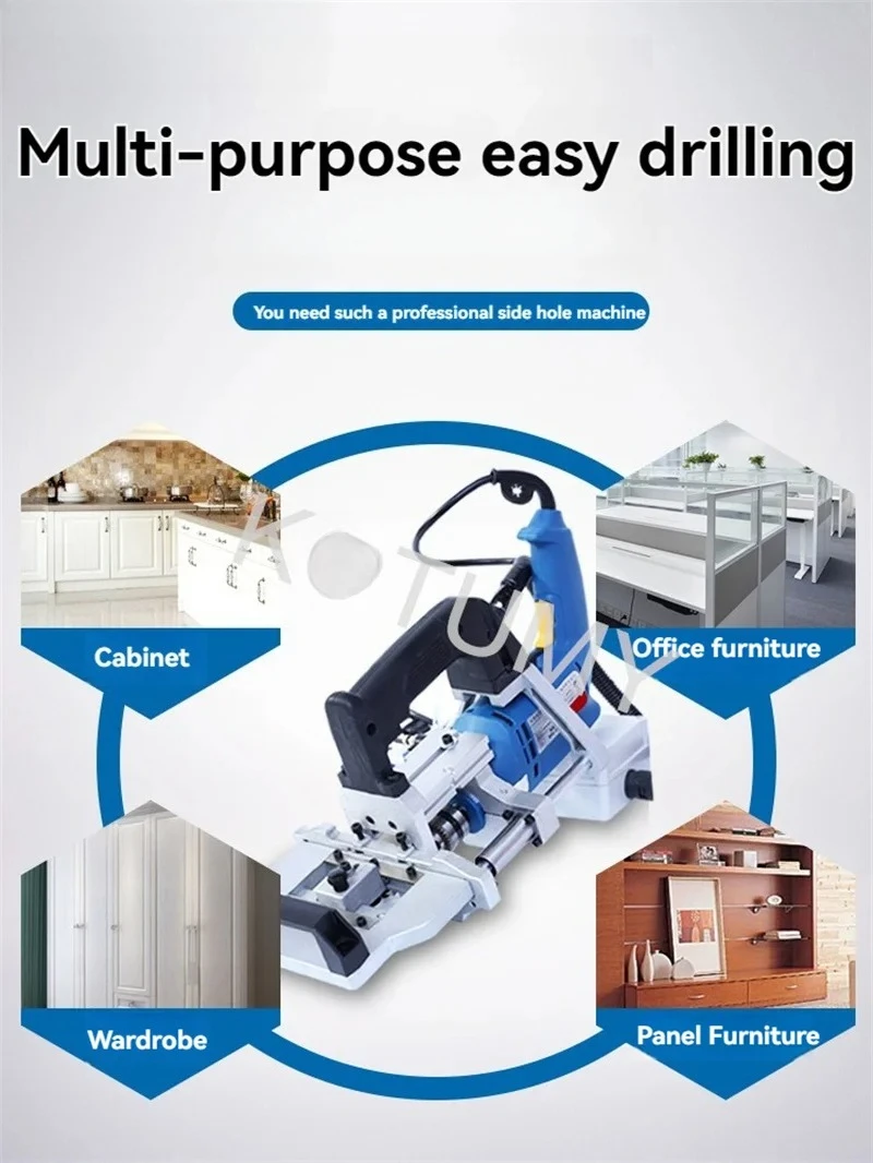 500W Portable Side Hole Drilling Machine Handheld Side Hole Open Machine For Wood Cabinet Panel Furniture 220V
