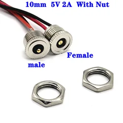 1sets 10mm waterproof DC Magnet Pogo Pin Connector DC Power Jack Socket Female male Panel Mount Connector Metal With Nut