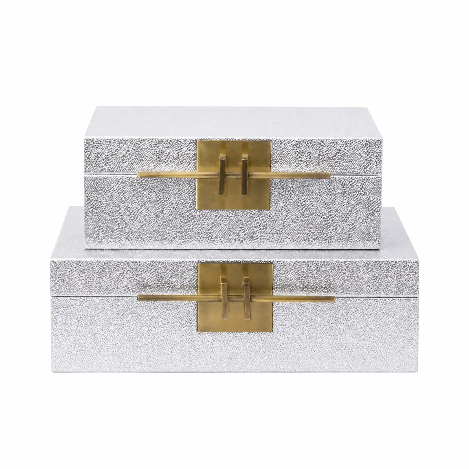 Rectangular Leather Jewelry Organizer Box with Metal Clasp for Necklace Ring Earring Bracelet Storage Vanity Display Case Gift