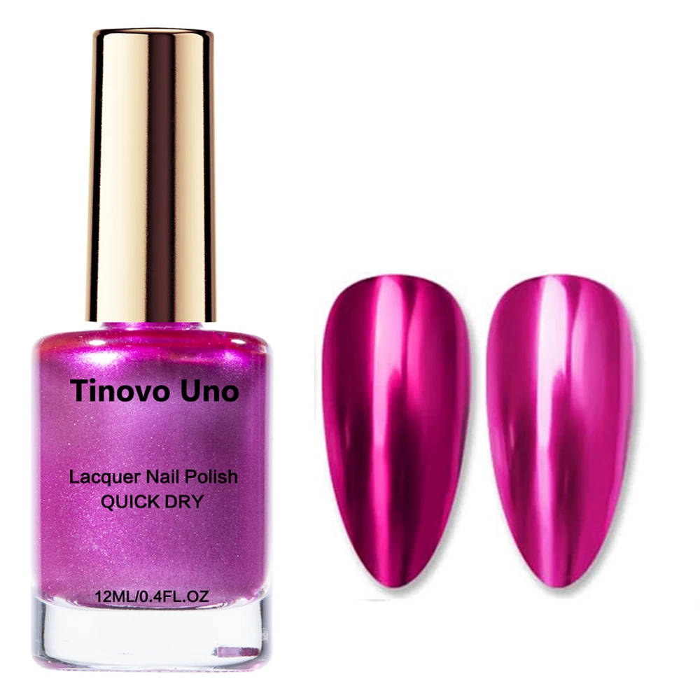 Tinovo Uno Metallic Nail Polish Mirror Effect Air Dry Nail Polish Regular Nail Lacquer Finish Hardener for Manicure Salon Supply