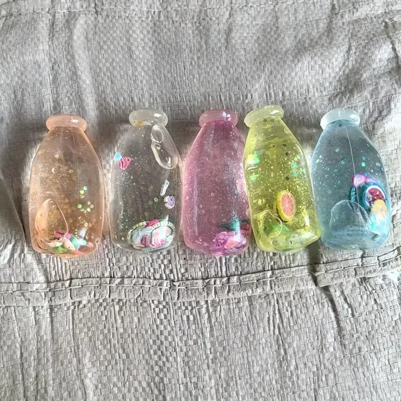 【M】Fruit Hard Candy Glass Bottle Stress Ball Transparent Bottle Fidget Toys Milk Drink ASMR Sensory Anti Stress For Adults